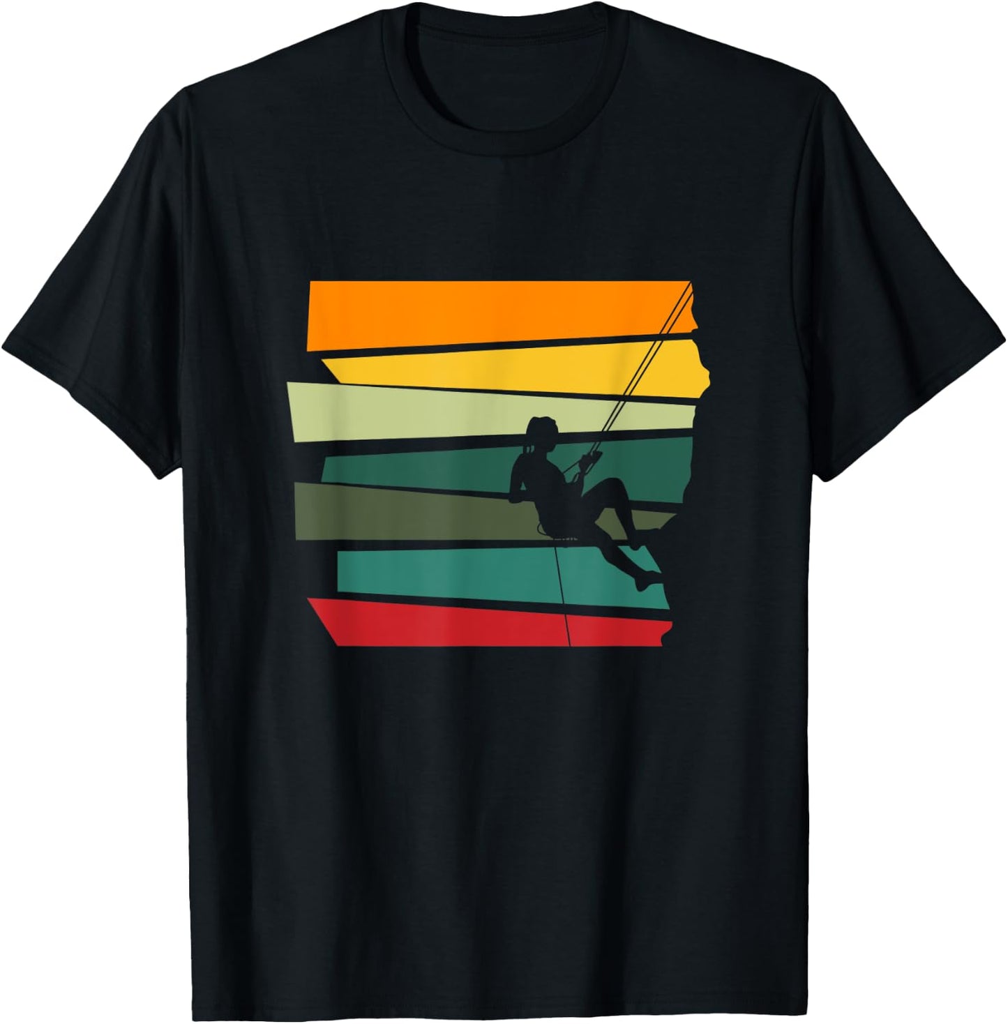 Vintage Rock Climbing Retro Climber Silhouette T-Shirt - T-Shirt | Black