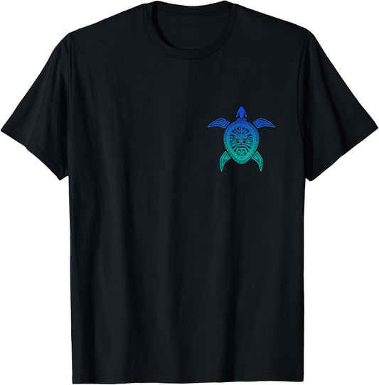 Turtle Maori Tribal Hawaii Sea Ocean Animal Diving T-Shirt - T-Shirt | Black