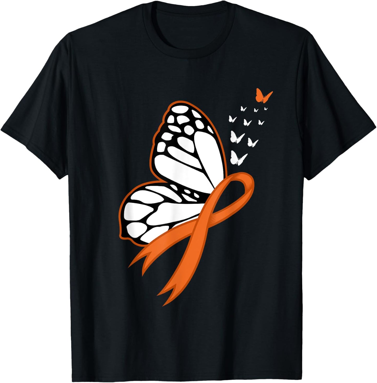 Leukemia Awareness Month Butterfly Cancer Gift - Adult, Black, Small, Short Sleeve, Classic Fit T-Shirt - T-Shirt | Black