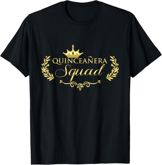 Quinceanera Squad Cute Quince Celebration Gift T-Shirt - T-Shirt | Black