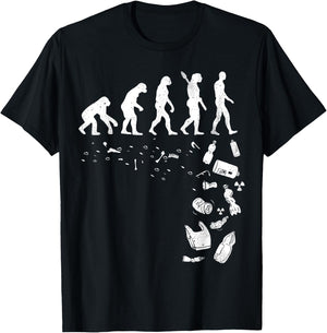 Human Evolution Pollution Cool Earth Day Lover Gift T-Shirt - T-Shirt | Black