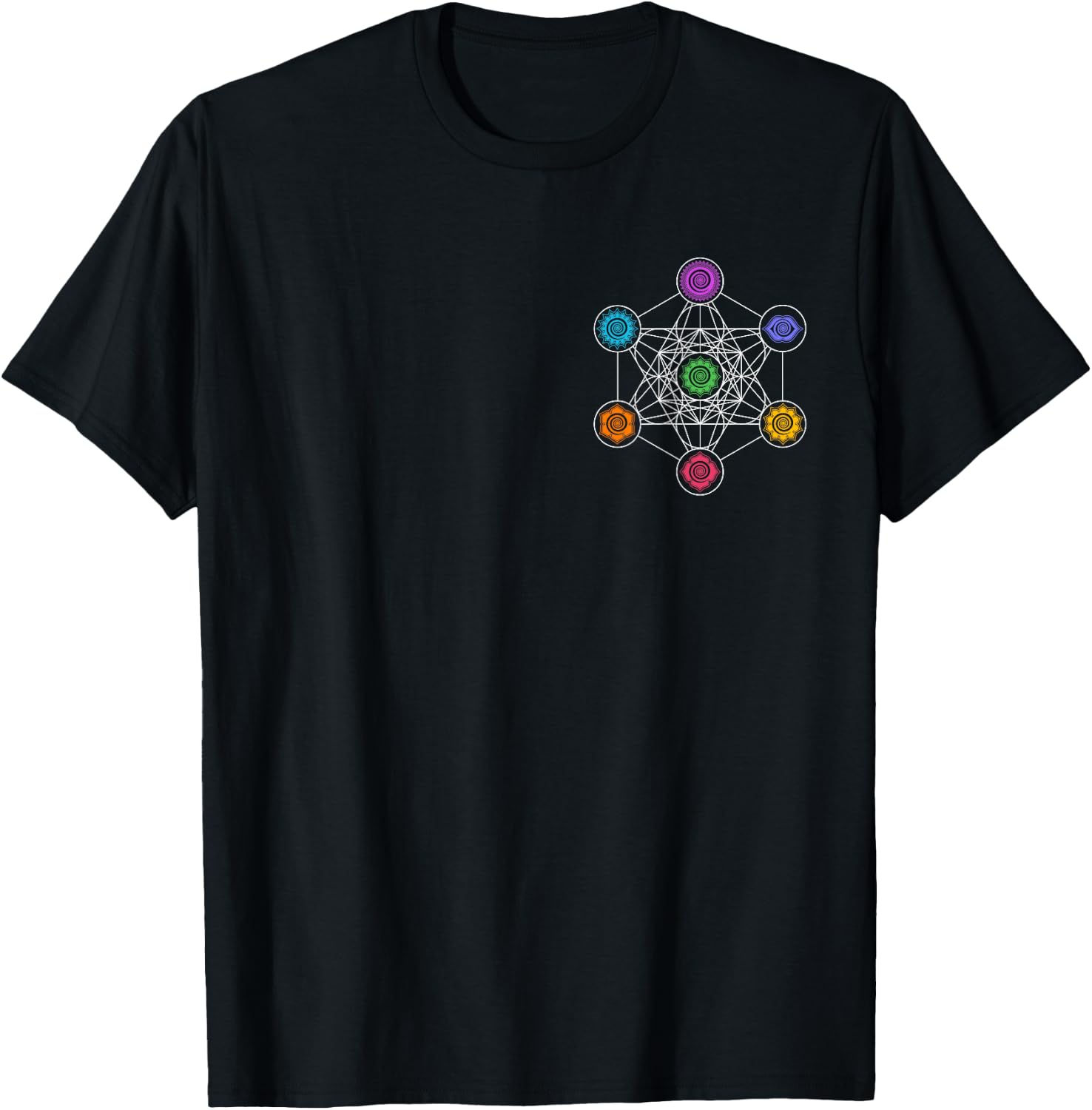 Metatronscube, sacred geometry, chakra, yoga, symbol, 4D T-Shirt - T-Shirt | Black