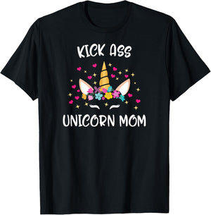 Mother's Day Kick Unicorn Mom Colorful Ass Women Gift T-Shirt - T-Shirt | Black