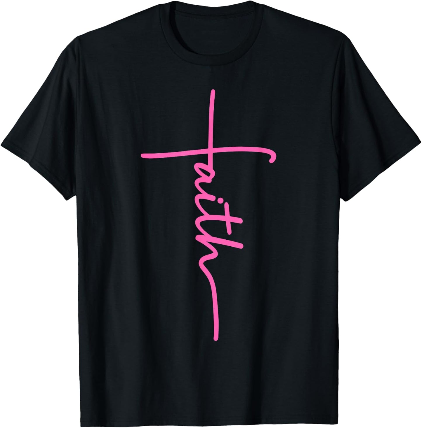 Christian Faith Cross Hot Pink Believers Christians Gift T-Shirt - T-Shirt | Black