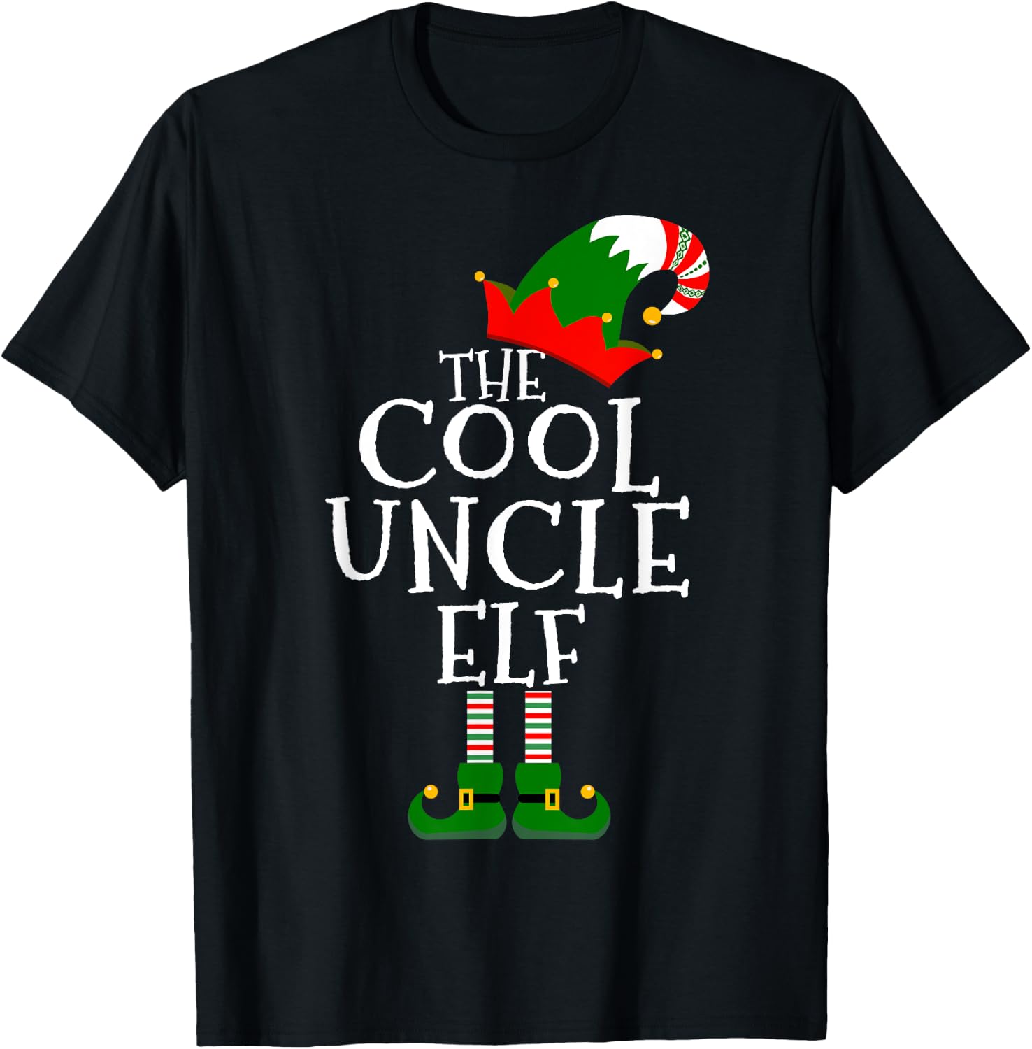 Fun The Cool Uncle Elf Gift Matching Family Group Christmas T-Shirt - T-Shirt | Black