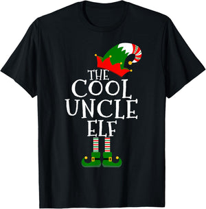 Fun The Cool Uncle Elf Gift Matching Family Group Christmas T-Shirt - T-Shirt | Black