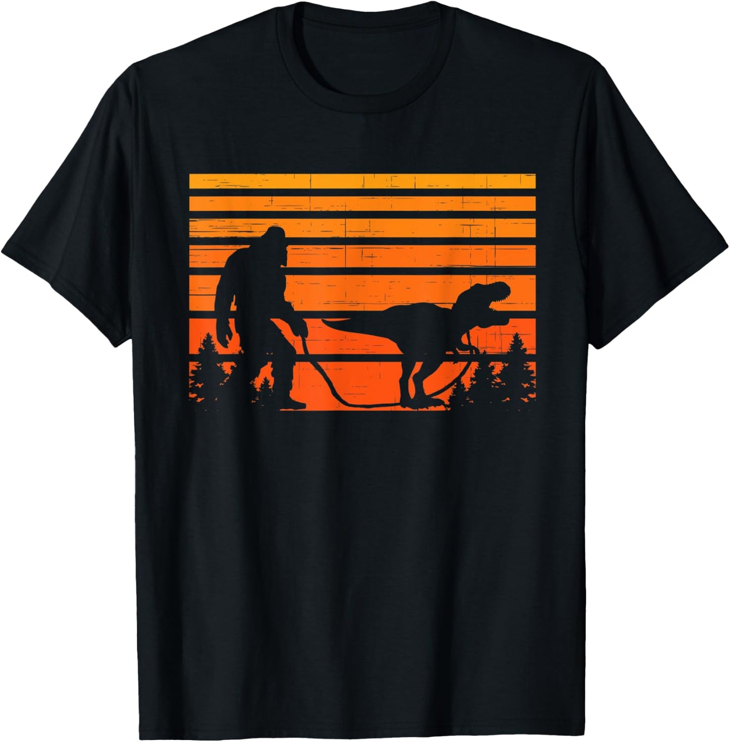 Bigfoot Walking Dinosaur Tyrannosaurus T Rex T-Shirt - T-Shirt | Black