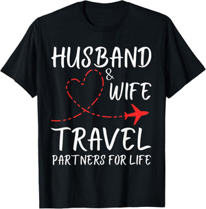 Husband And Wife Travel Partners For Life Couple Matching T-Shirt - T-Shirt | Black