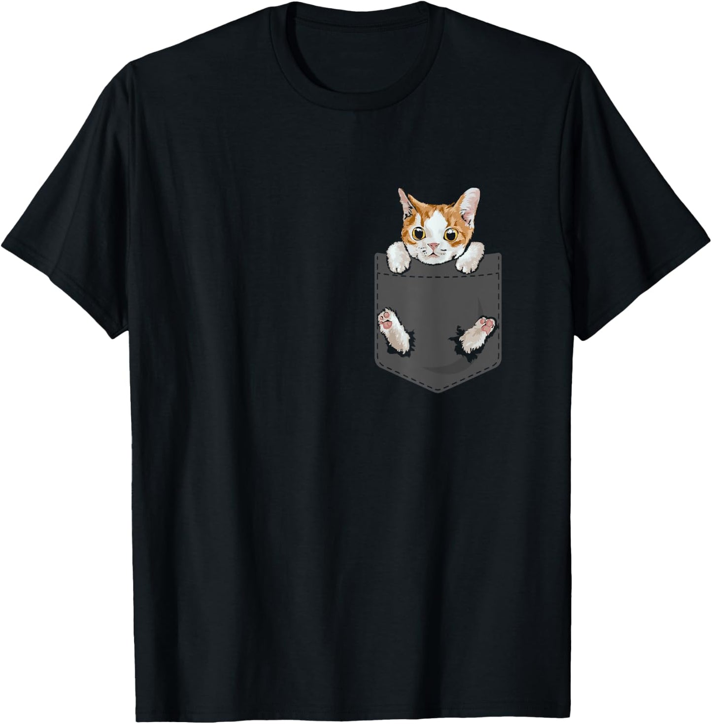 Hanging Cat in Pocket Cute Cat Lover Women Kids T-Shirt - T-Shirt | Black