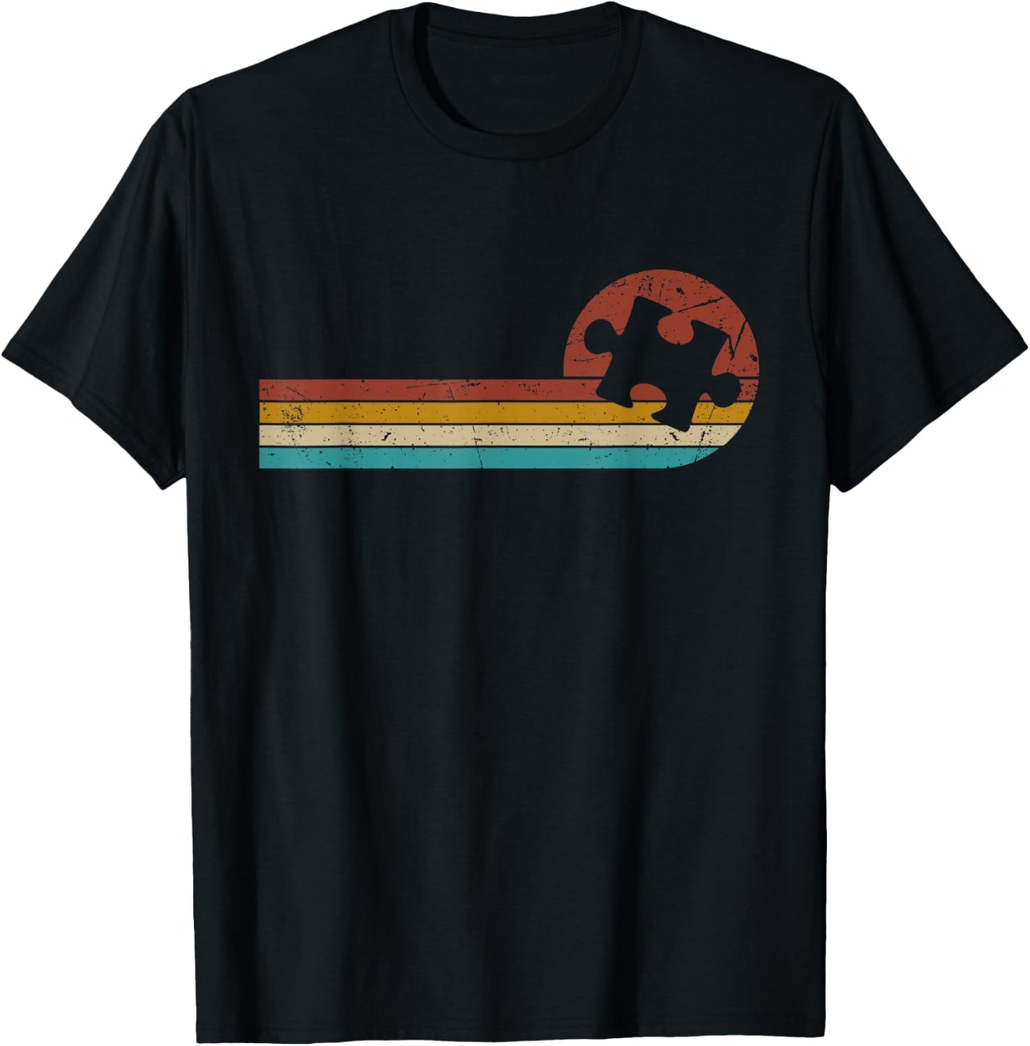 Vintage Autism Puzzle Mom Dad Autism Awareness T-Shirt - T-Shirt | Black