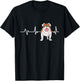 English Bulldog Heartbeat EKG Dog Owner Gift English Bulldog T-Shirt - T-Shirt | Black