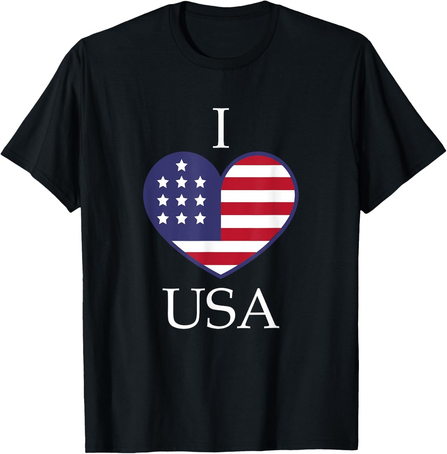 I heart USA, I Love USA, America Patriotic T-Shirt - T-Shirt | Black