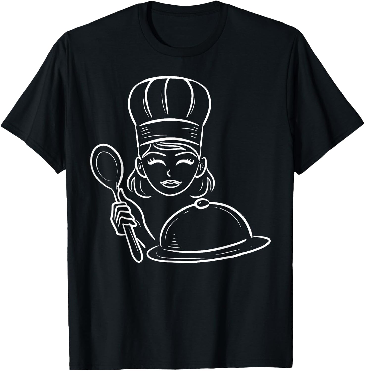 Female Chef Hat Cook Foodie Lover Gourmet Cooking T-Shirt - T-Shirt | Black