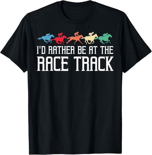 Funny Horse Racing Gift Women Race Track Racer Lover T-Shirt - T-Shirt | Black