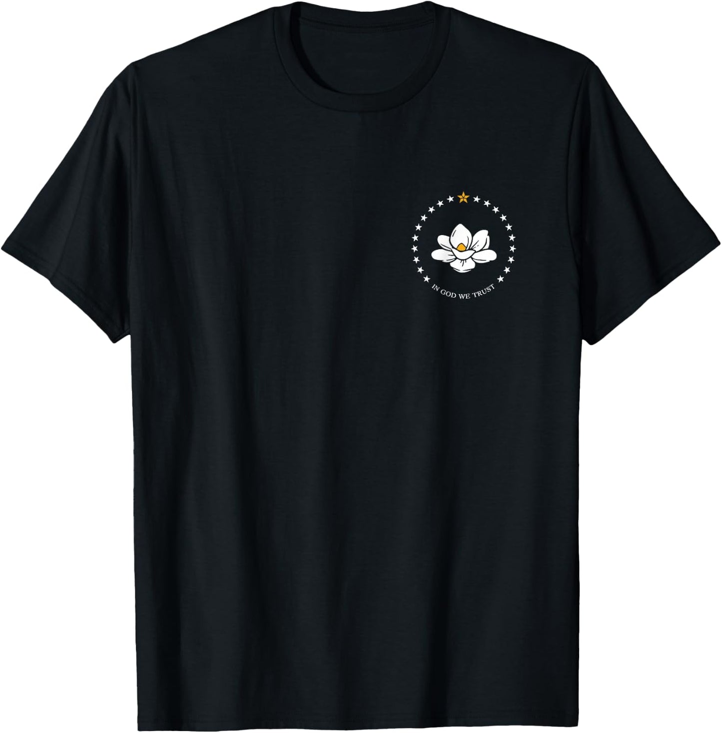 State of Mississippi Flag Magnolia Flower T-Shirt - T-Shirt | Black