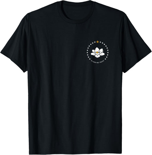 State of Mississippi Flag Magnolia Flower T-Shirt - T-Shirt | Black