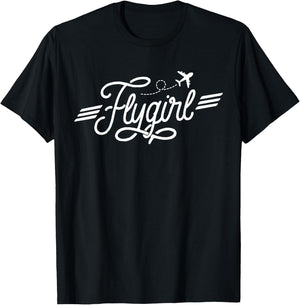 Flygirl Vintage Aviation Shirt Pilot Gift Flight Attendant T-Shirt - T-Shirt | Black