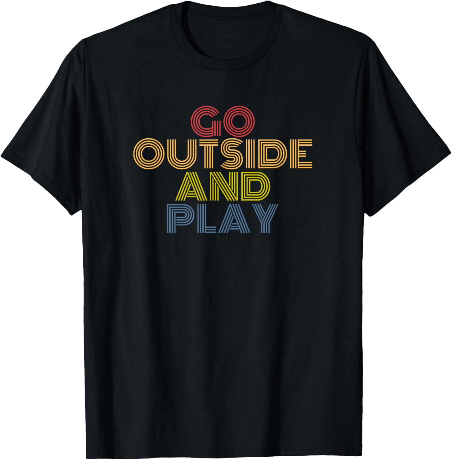 Outside Play Retro 70s Vintage Nature Fun Quote T-Shirt - T-Shirt | Black