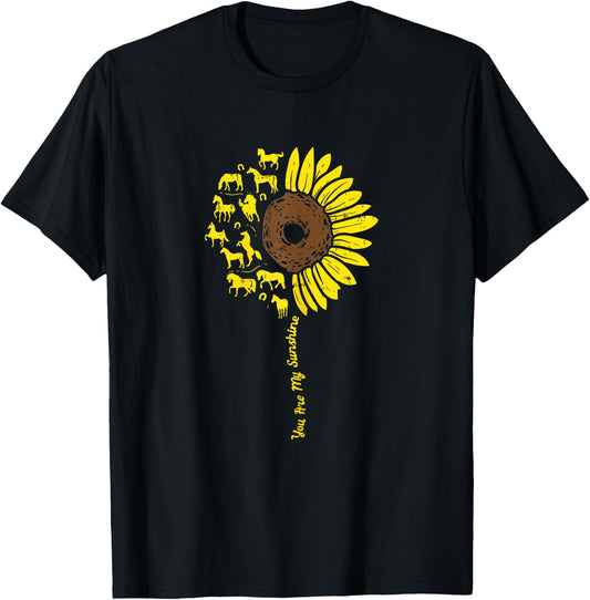 Horse Sunflower You're My Sunshine Animal Equestrian Gift T-Shirt - T-Shirt | Black