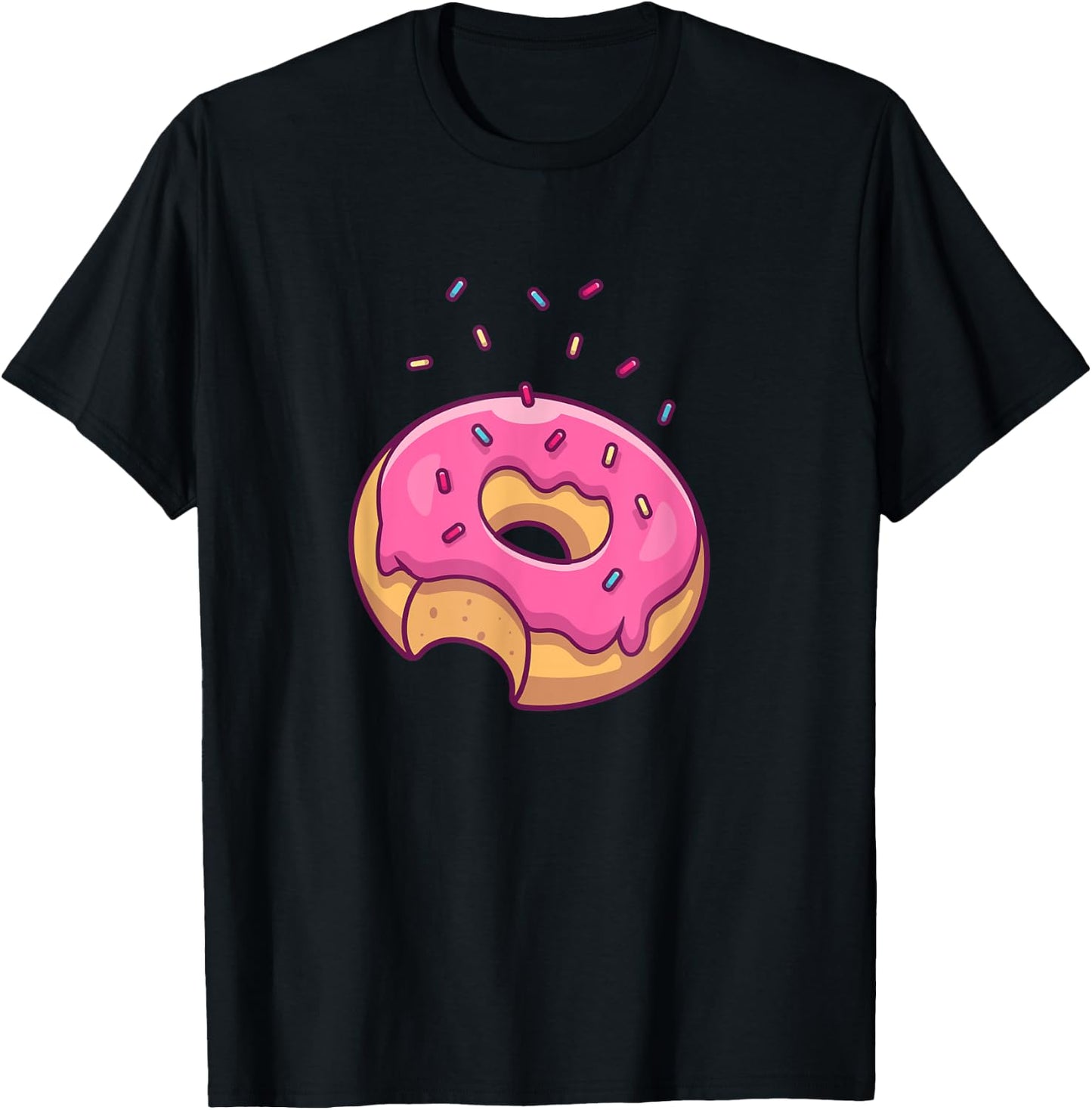 Big Pink Sprinkle Donut Doughnut Lovers T-Shirt - T-Shirt | Black