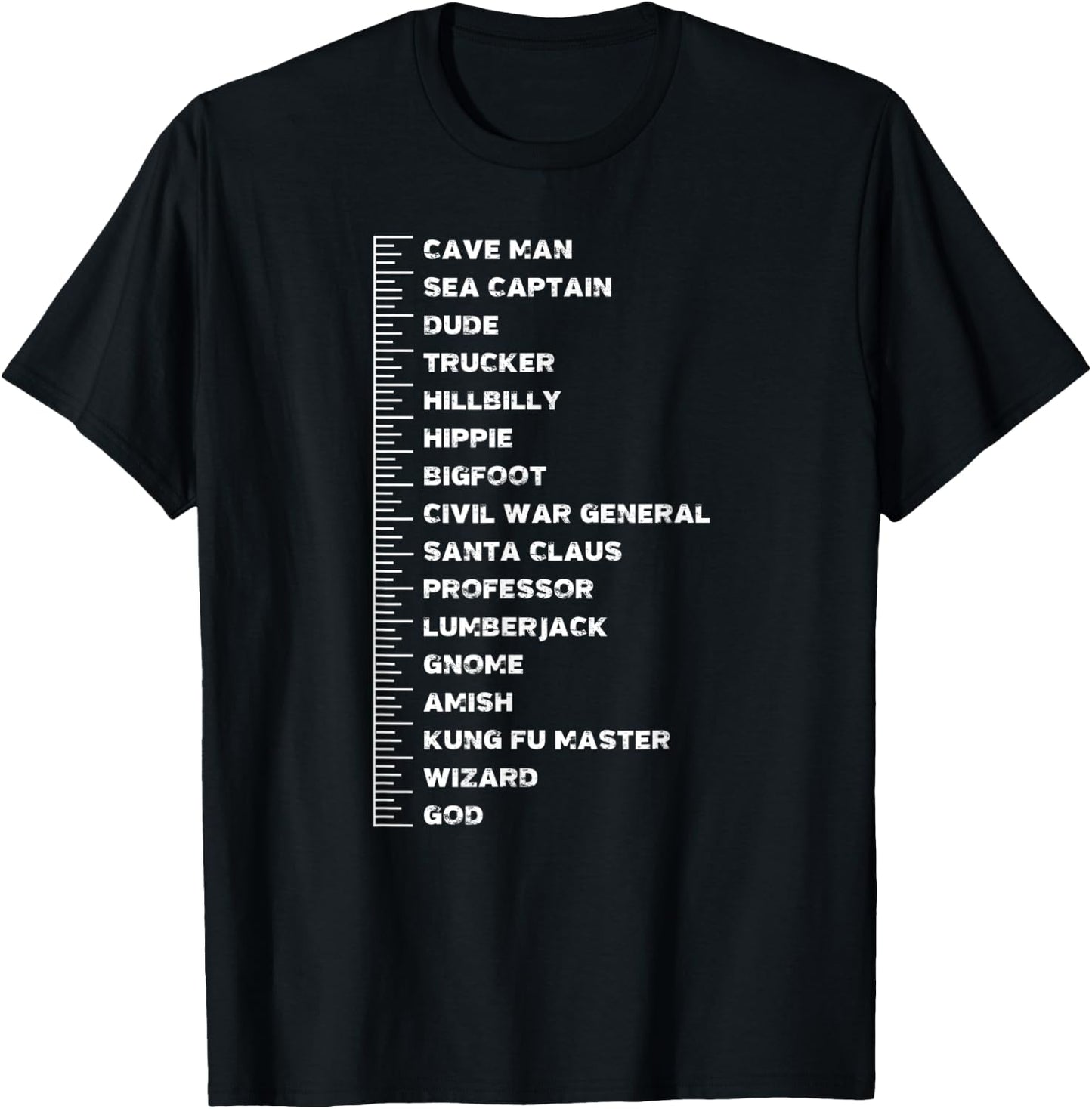 Beard Measurement Chart Funny Bearded Guy Soul Patch Length T-Shirt - T-Shirt | Black