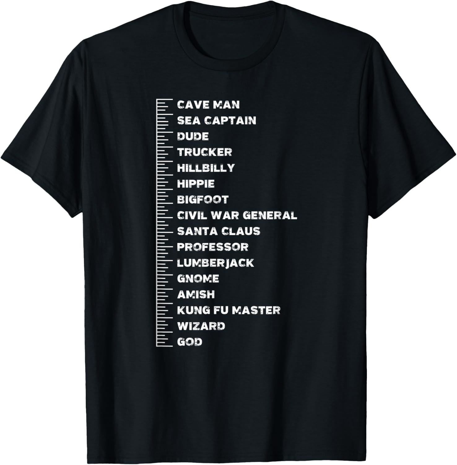 Beard Measurement Chart Funny Bearded Guy Soul Patch Length T-Shirt - T-Shirt | Black