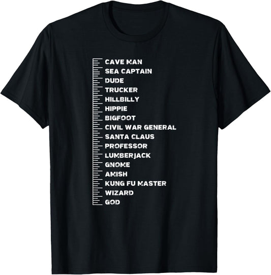 Beard Measurement Chart Funny Bearded Guy Soul Patch Length T-Shirt - T-Shirt | Black