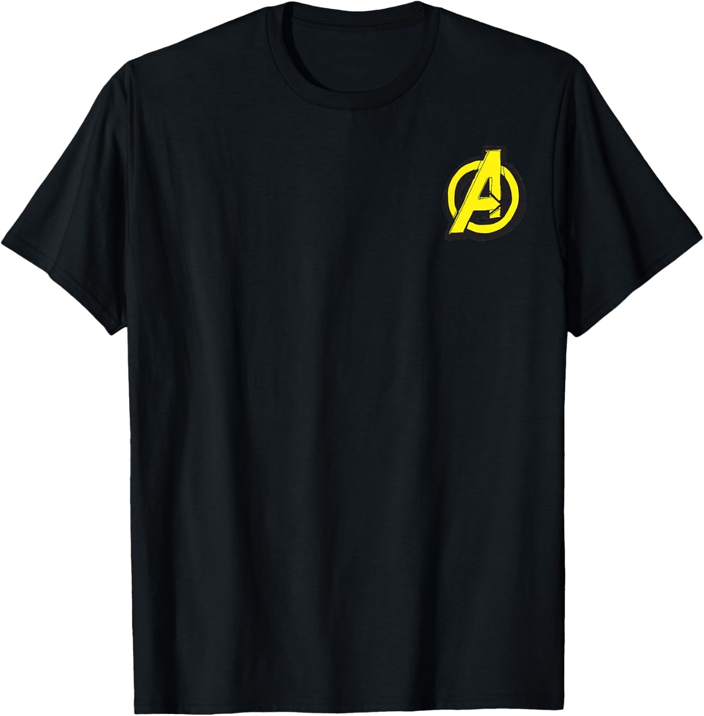 Marvel Avengers Yellow Block Logo T-Shirt - T-Shirt | Black