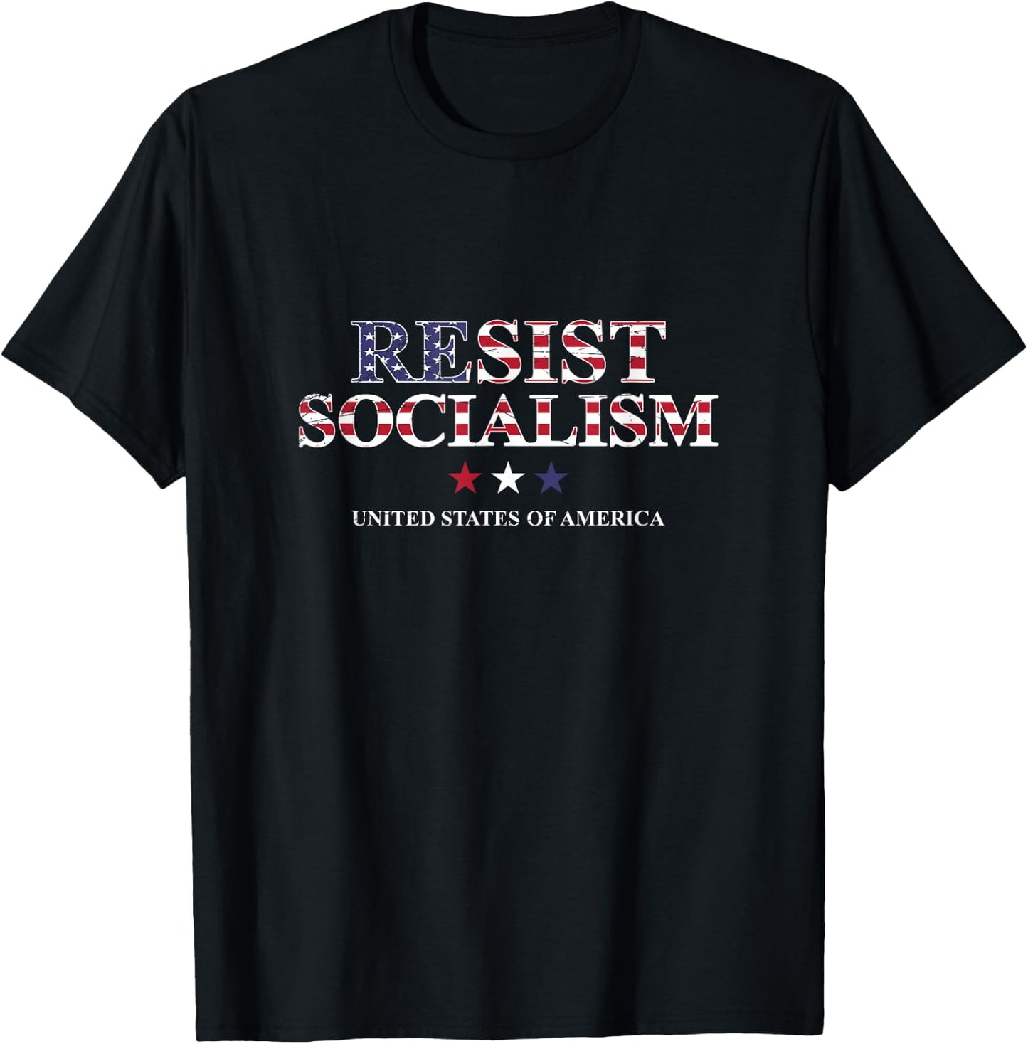 Resist Socialism United States Of America Anti Socialism T-Shirt - T-Shirt | Black