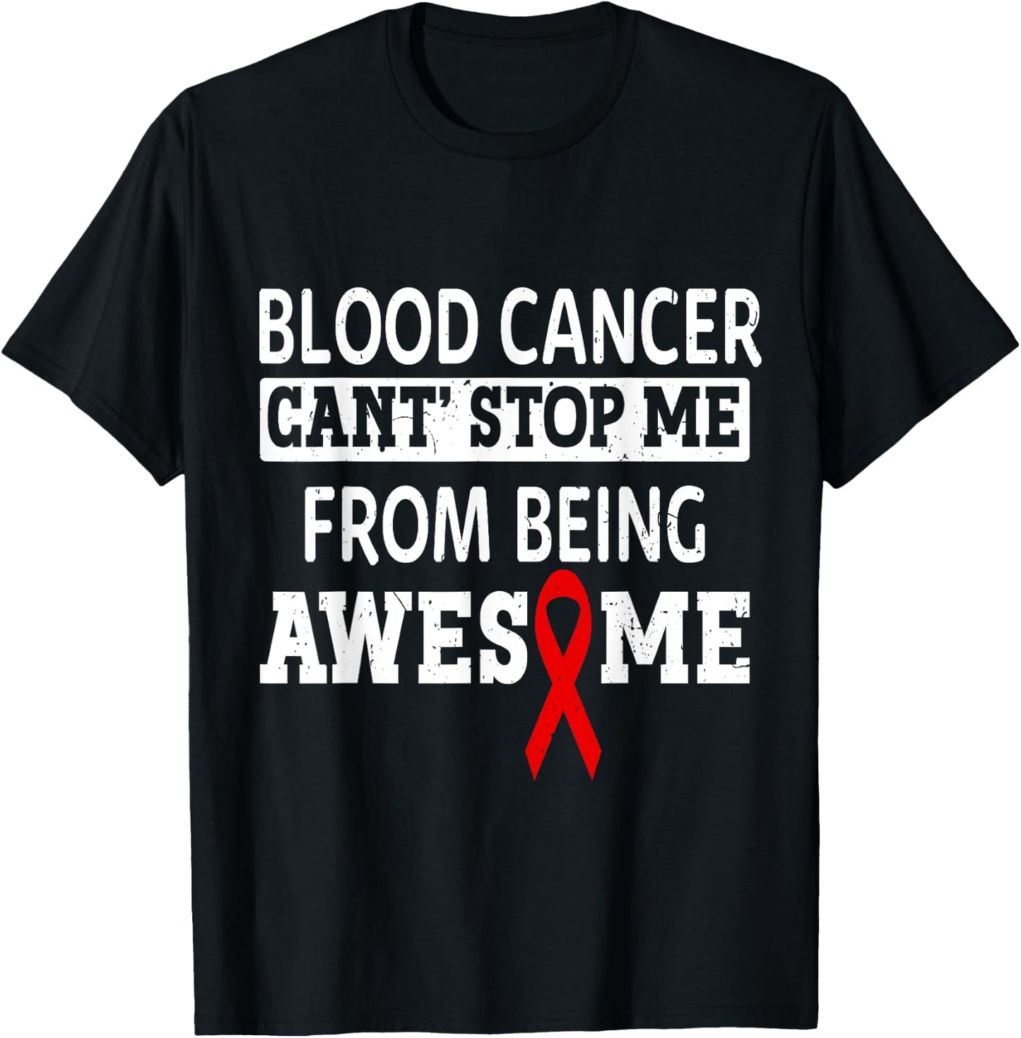 Blood Cancer Awareness Leukemia Warrior Red Ribbon T-Shirt - T-Shirt | Black