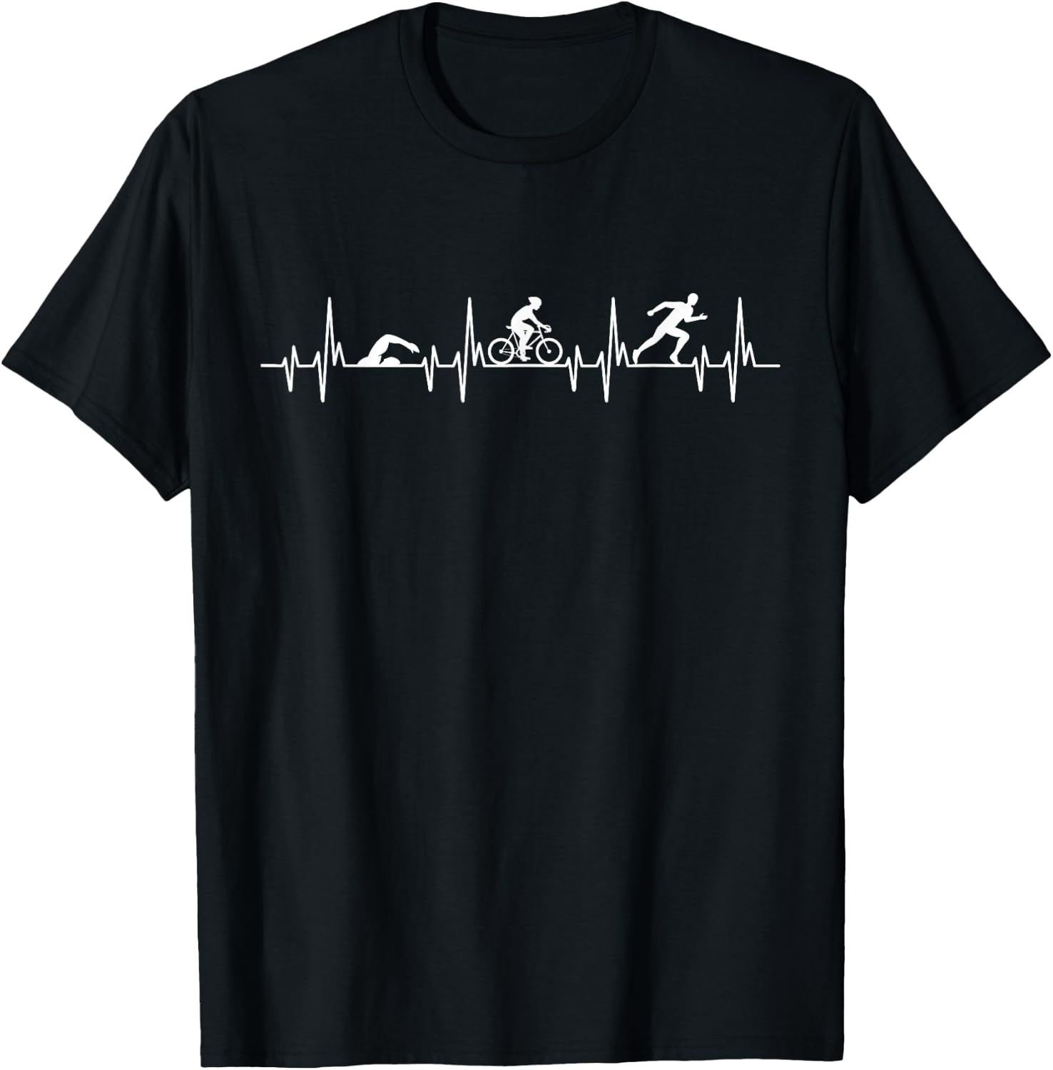 Swim Bike Run Heartbeat Triathlete Gift Triathlon T-Shirt - T-Shirt | Black