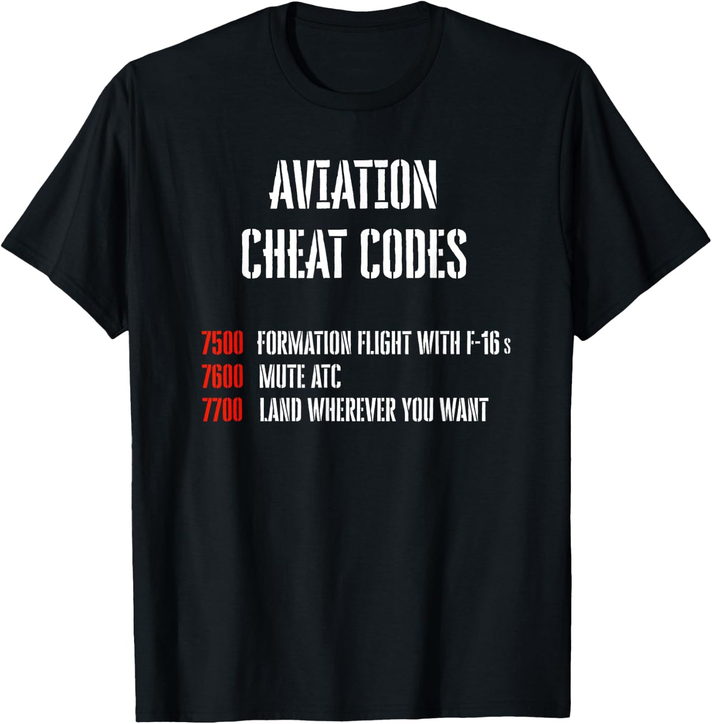 Aviation Cheat Codes Transponder Funny Pilot Gift T-Shirt - T-Shirt | Black