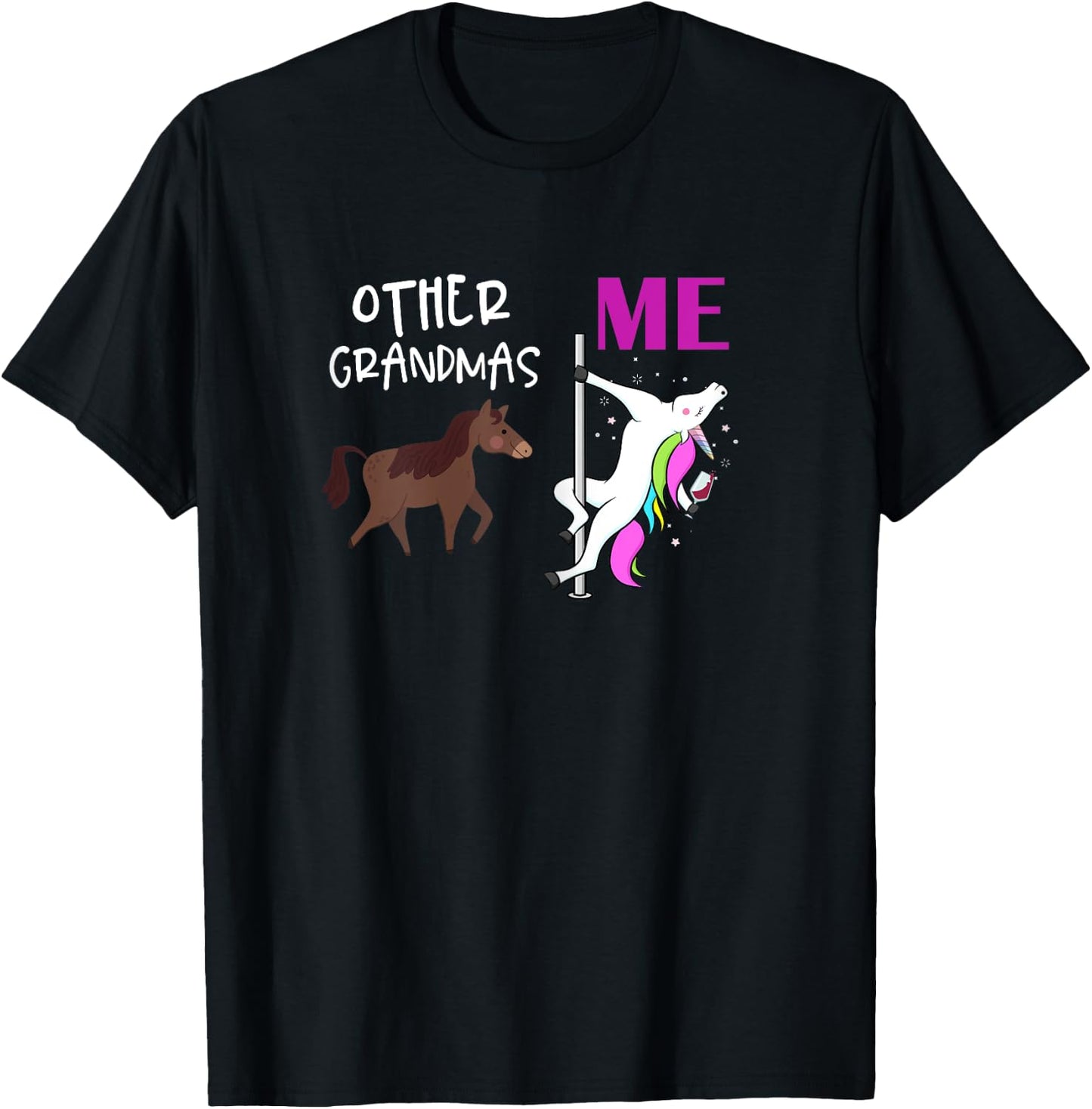 Other Grandmas Me Unicorn Dancing Wine Lover Design T-Shirt - T-Shirt | Black