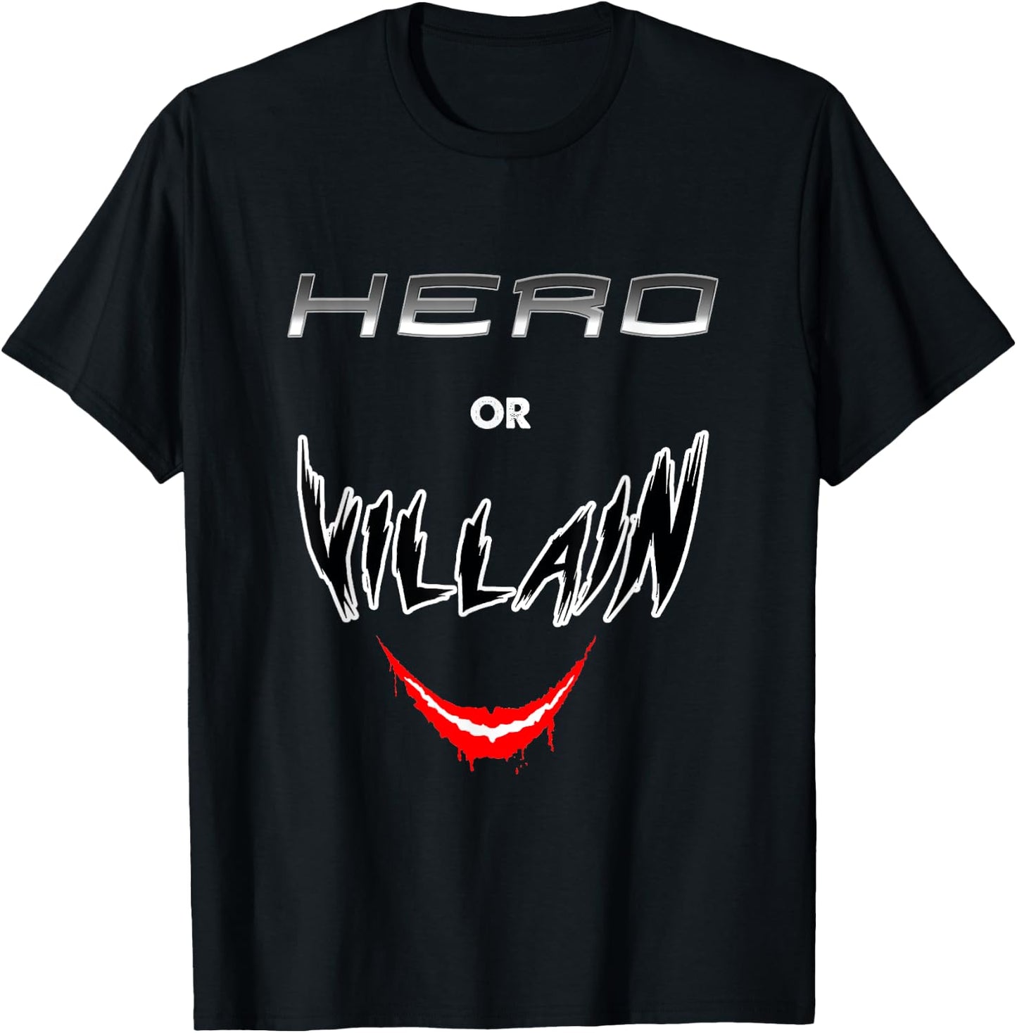 Hero Or Villain Funny Geek Retro Gift T-Shirt - T-Shirt | Black