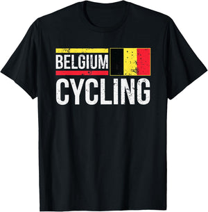 Belgium Cycling Cyclist Bike Riding Racing Belgian Flag T-Shirt - T-Shirt | Black
