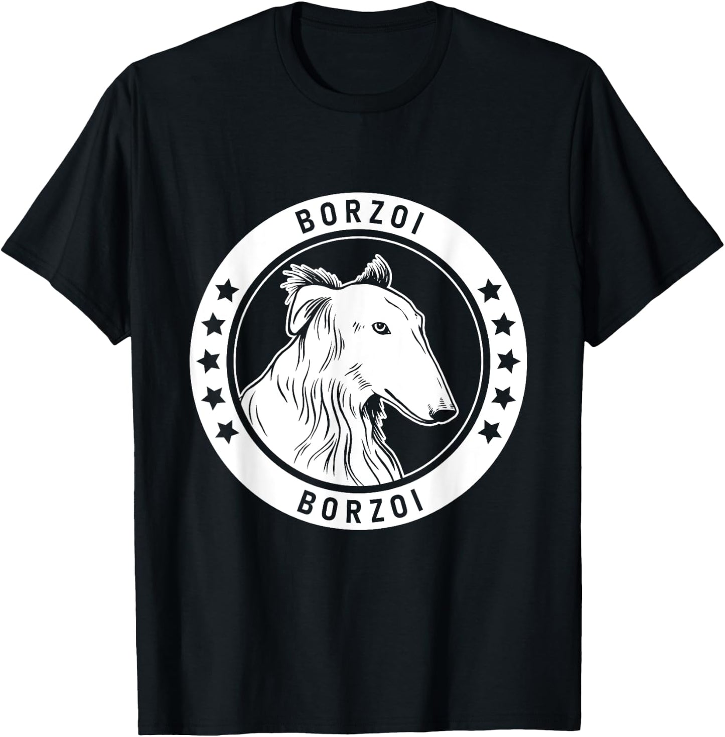 Borzoi Portrait T-Shirt - T-Shirt | Black