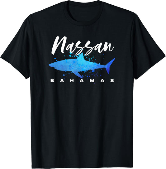 NASSAU BAHAMAS Beach Vacation Trip Great White Shark Vintage T-Shirt - T-Shirt | Black