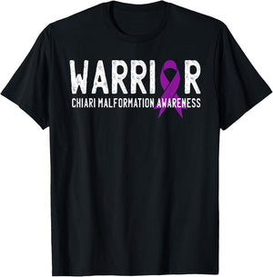 Warrior Chiari Malformation Awareness Purple Ribbon Fighter T-Shirt - T-Shirt | Black
