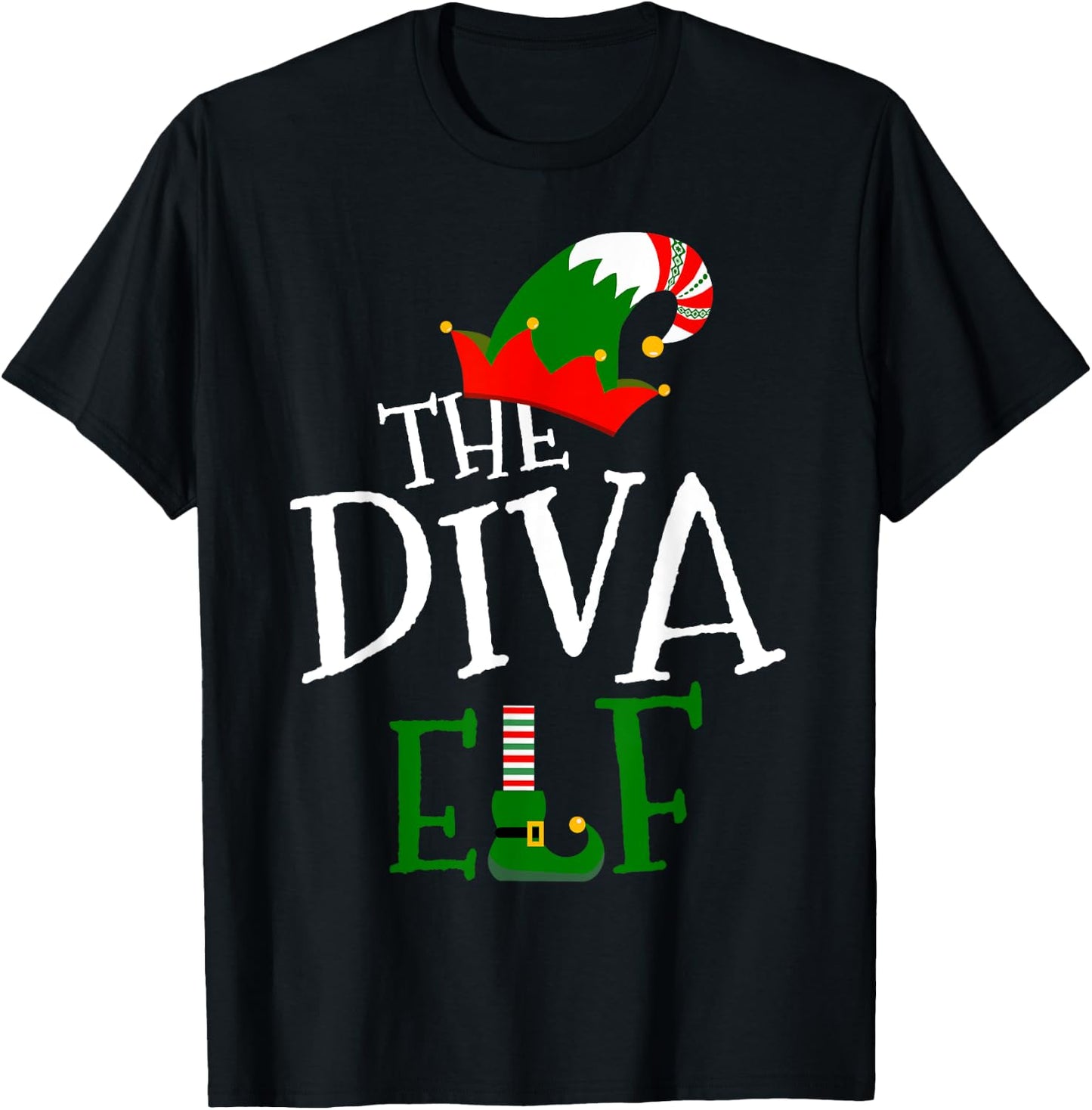 The Diva Elf Family Matching Group Gift Christmas Costume T-Shirt - T-Shirt | Black