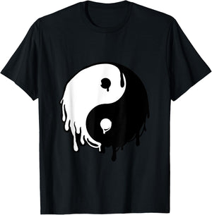 Awesome Yin and Yang Designs Grey Dripping Yin Yang T-Shirt - T-Shirt | Black