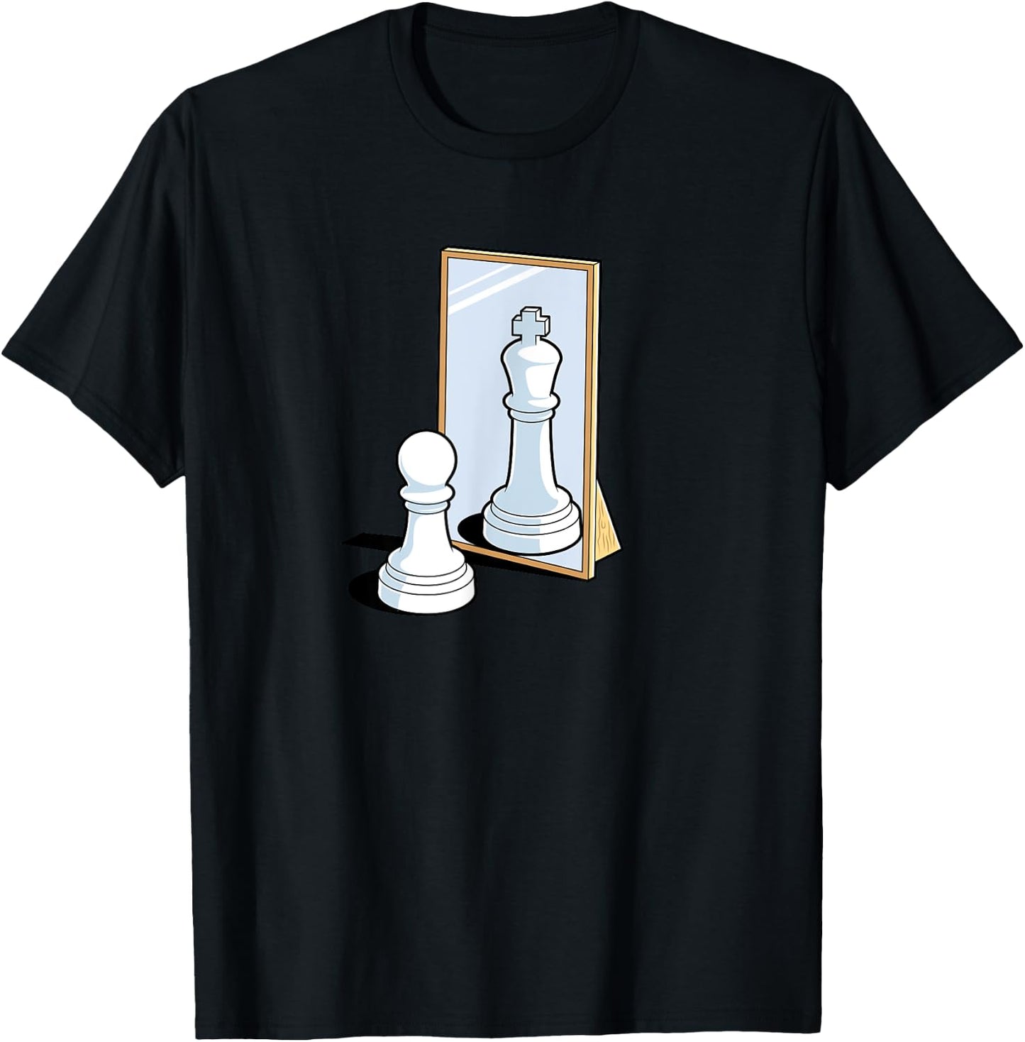 Chess Pawn King Mirror Reflection Funny Motivational Meme T-Shirt - T-Shirt | Black