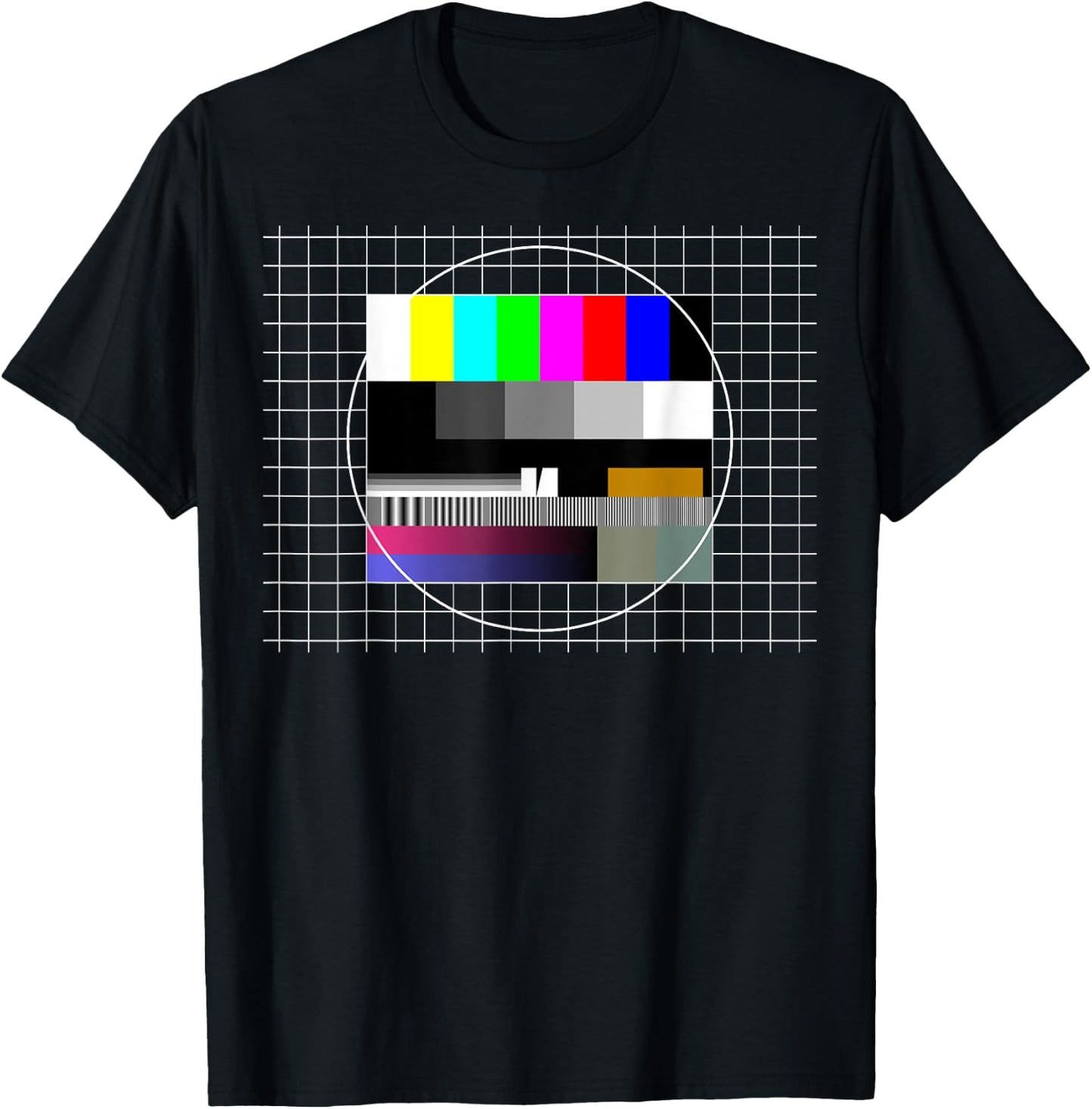 TV Test Pattern Color Bars Test Card Screen, Nostalgic Nerdy T-Shirt - T-Shirt | Black