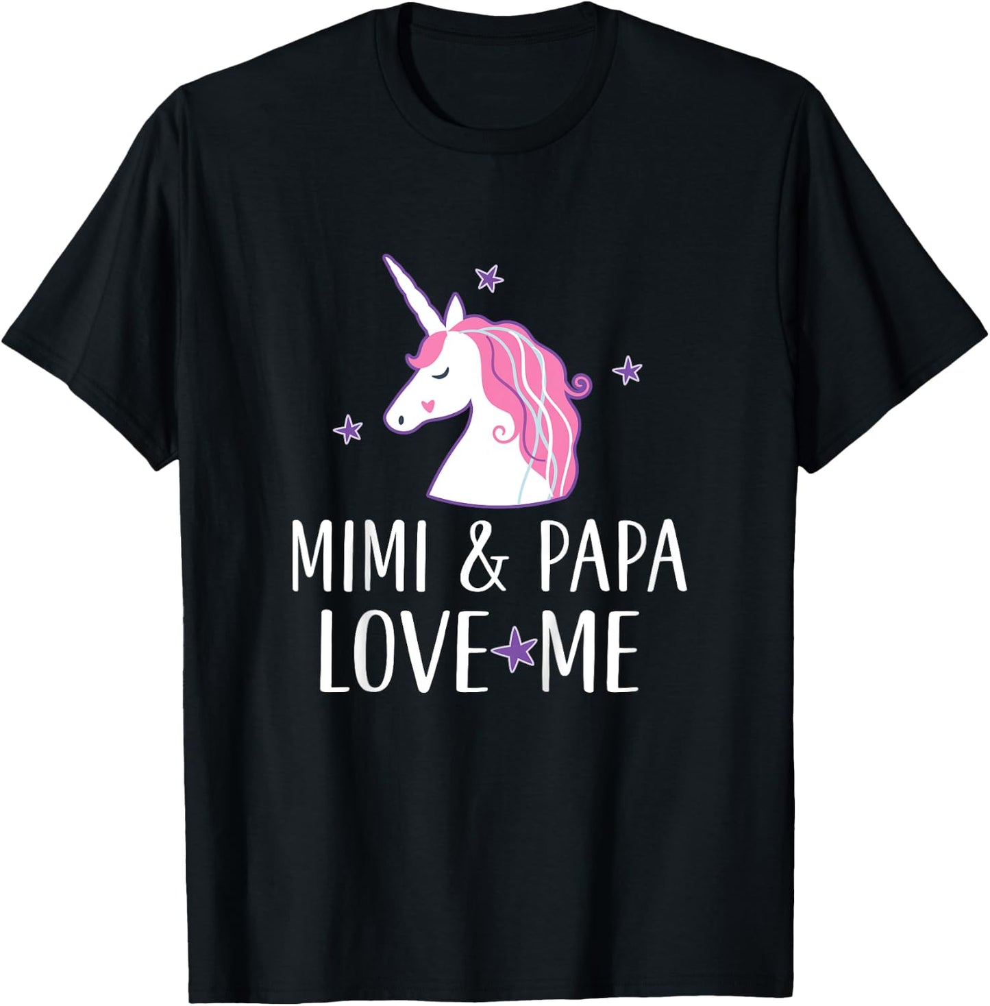 Kids Mimi and Papa Love Me Granddaughter Unicorn T-Shirt - T-Shirt | Black