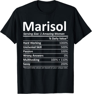 MARISOL Nutrition Personalized Name Funny Christmas Gift T-Shirt - T-Shirt | Black