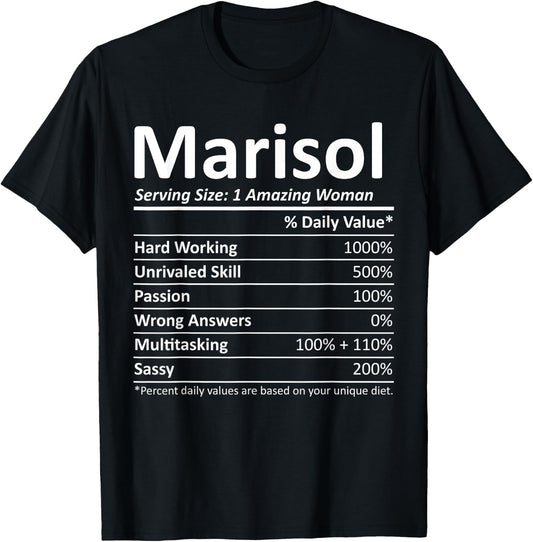 MARISOL Nutrition Personalized Name Funny Christmas Gift T-Shirt - T-Shirt | Black