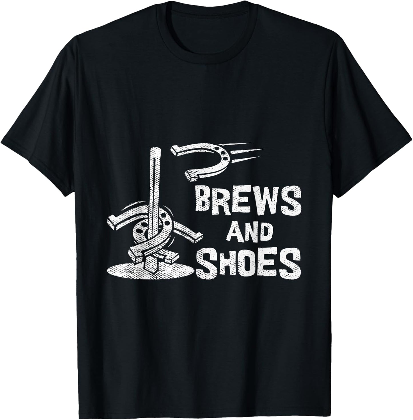 Brews And Shoes Animal Shoe Beer Drinker Horseshoe Pitching T-Shirt - T-Shirt | Black