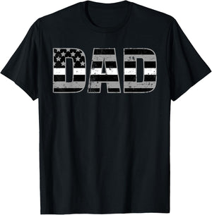 Ems Officer Dad Shirt Thin Line In White Daddy Father Shirt T-Shirt - T-Shirt | Black