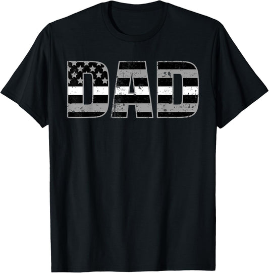 Ems Officer Dad Shirt Thin Line In White Daddy Father Shirt T-Shirt - T-Shirt | Black