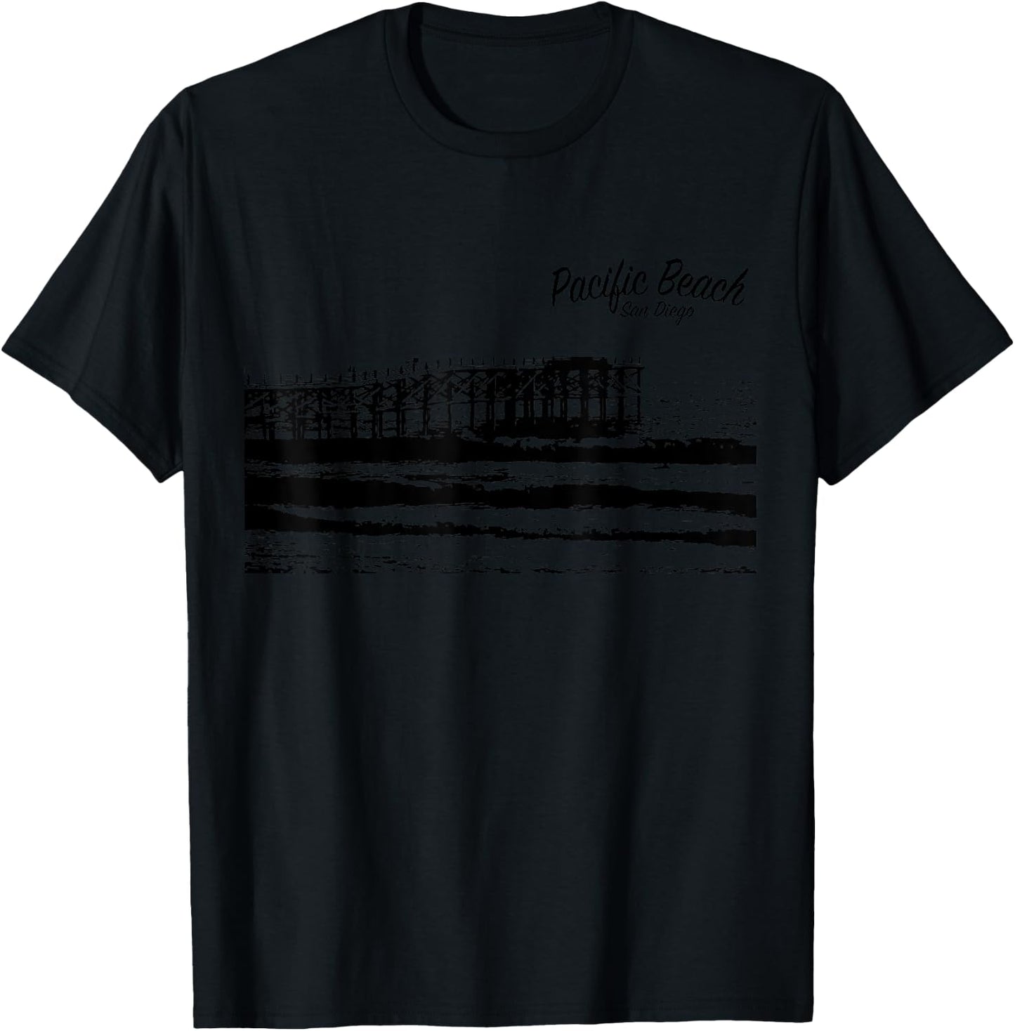 Pacific Beach Pier Men Women T-Shirt - T-Shirt | Black