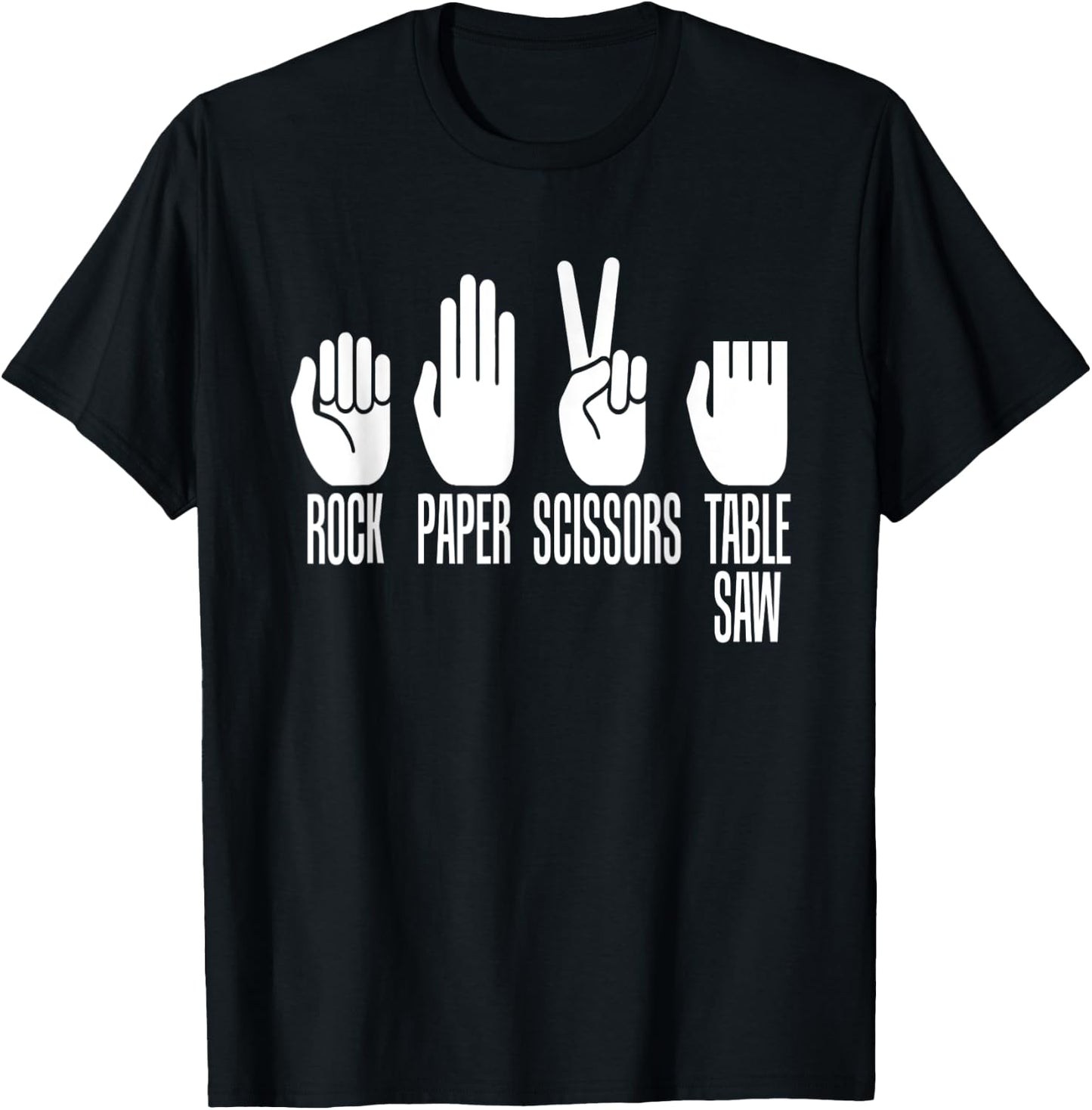 Rock Paper Scissors Table Saw Game Master Carpenter Print T-Shirt - T-Shirt | Black